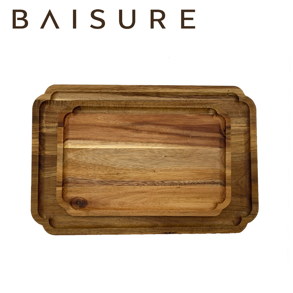 Scalloped Edge Wood Tray