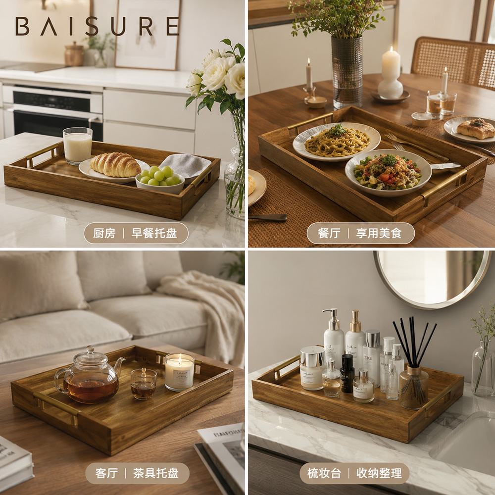 Rectangular Tray – Hollow Metal Handles