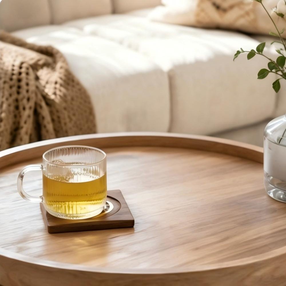 Golden Inlay Square Coaster Set | Custom Sizes Available