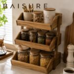 Kitchen Utensil Storage Multi-tier wooden-frame storage rack