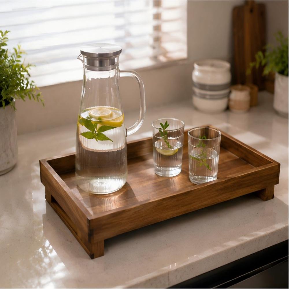 Catchall Tray Square-Leg Acacia Wooden Tray | Custom Sizes Available