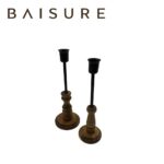 Candle Holder Raw Wood & Iron Candle Holder