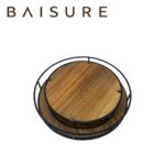 Kitchen Utensil Storage Iron and Wood Round Tray | Custom Sizes Available