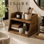 Desktop Storage Two-tier open wooden storage rack
