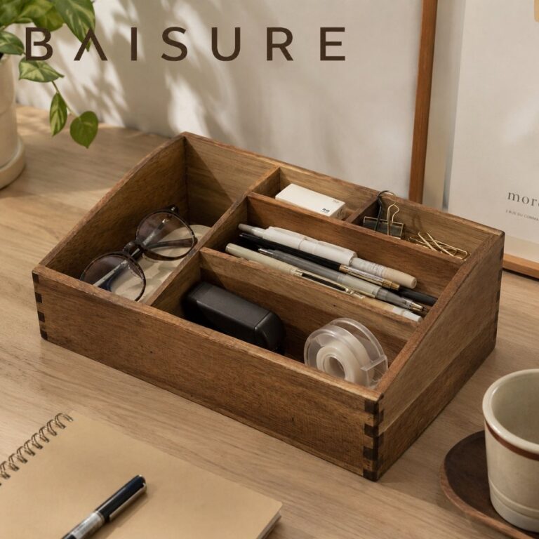 Desktop Storage Mortise-and-Tenon Desktop Organizer with Compartments