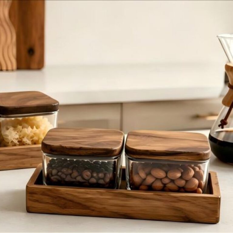 Storage Jars Acacia Wood Lid Glass Jar Set | Custom Sizes Available