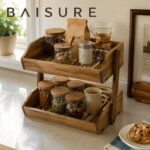 Kitchen Utensil Storage Multi-tier wooden-frame storage rack