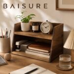 Desktop Storage Two-tier open wooden storage rack