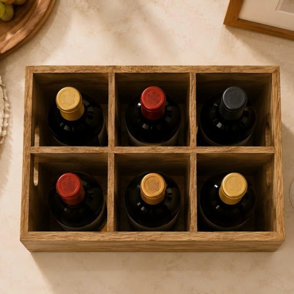 Wine Box Series Six-Compartment Independent Wine Bottle Storage Box | Custom Sizes Available