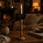 Candle Holder Raw Wood & Iron Candle Holder
