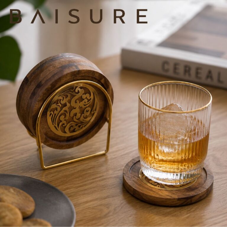 Coasters Golden Inlay Round Coaster Set | Custom Sizes Available
