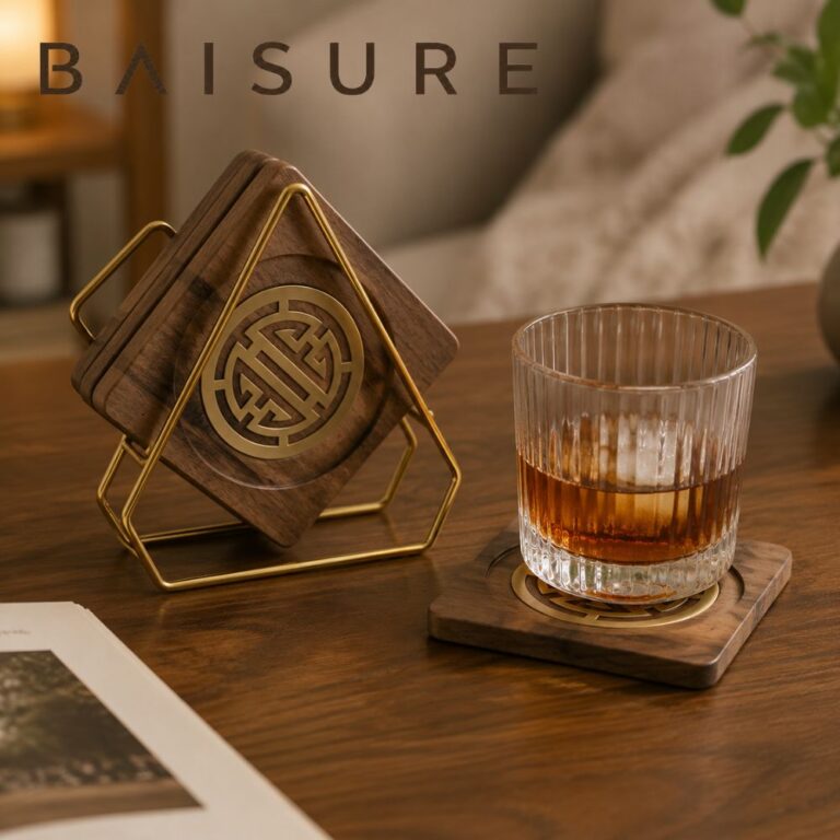 Coasters Golden Inlay Square Coaster Set | Custom Sizes Available