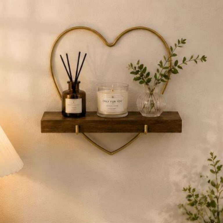 Desktop Storage Wooden heart-shaped wall shelf | Custom Sizes Available