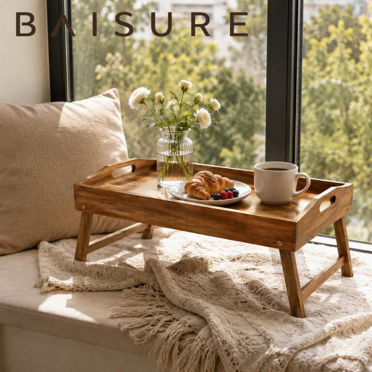 Handle Tray Foldable Acacia Wooden Tray Table | Custom Sizes Available