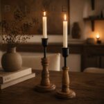 Candle Holder Raw Wood & Iron Candle Holder