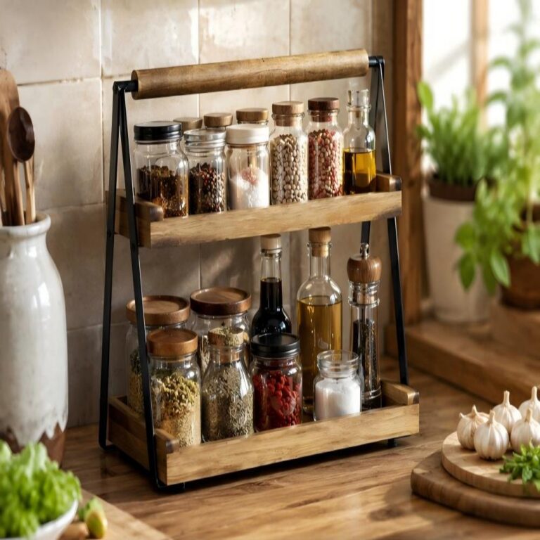 Kitchen Utensil Storage Portable 2-Tier Storage Rack with Handle | Custom Sizes Available