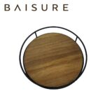 Kitchen Utensil Storage Iron and Wood Round Tray | Custom Sizes Available