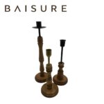 Candle Holder Raw Wood & Iron Candle Holder