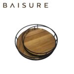Kitchen Utensil Storage Iron and Wood Round Tray | Custom Sizes Available