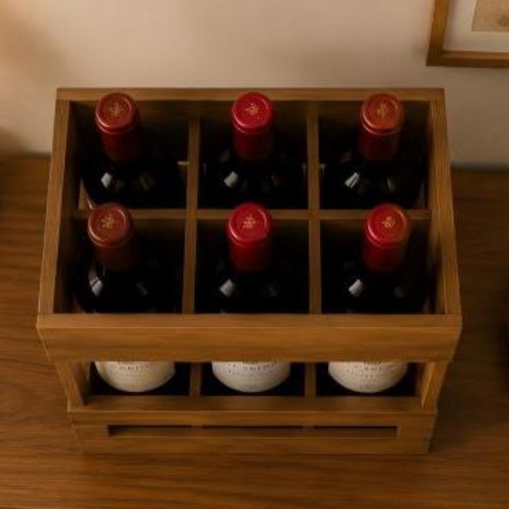 Wine Box Series Six-Compartment Independent Wine Bottle Display Rack | Custom Sizes Available