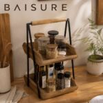 Kitchen Utensil Storage Square Two-Tier Caddy with Handle | Custom Sizes Available