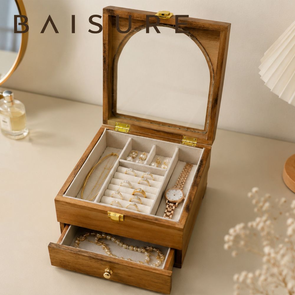 Storage Box Double‑Layer Jewelry Storage Box with Transparent Window | Custom Sizes Available