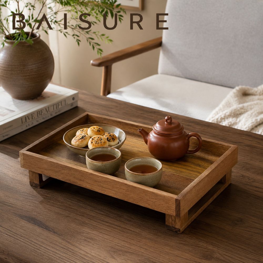 Catchall Tray Square-Leg Acacia Wooden Tray | Custom Sizes Available